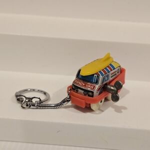 Vintage Fancy Van Keychain Japan Metal & Plastic Wind Up w/ Surf Board